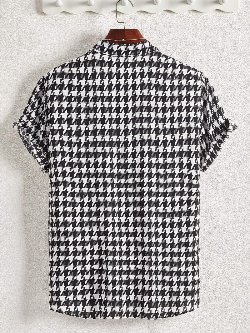 Short-Sleeve Houndstooth Shirt