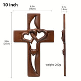 Intertwined Hearts Wooden Cross