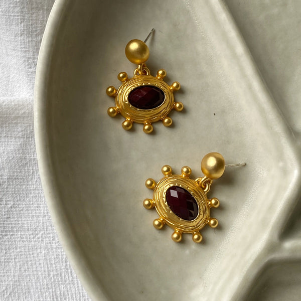 Lena - Red Gemstone Earrings