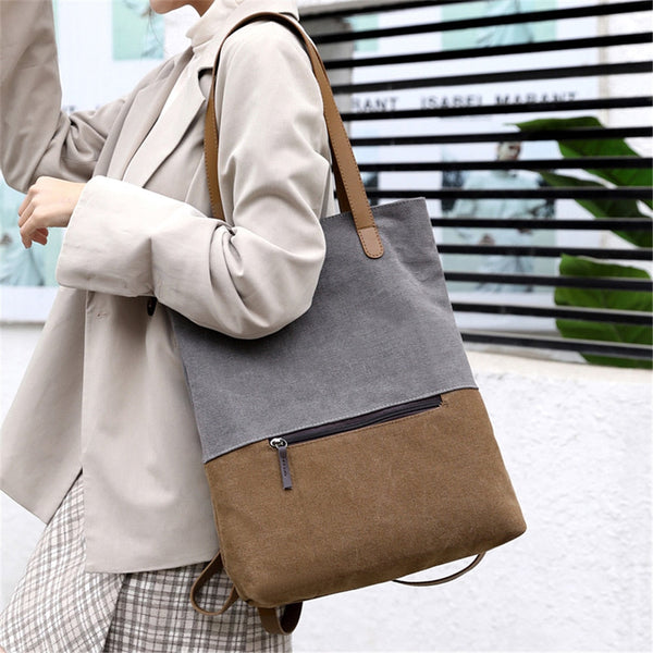 2-in-1 Canvas Bag: Shoulder & Backpack