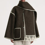 Diotome | Embroidered Wool Blend Scarf Jacket