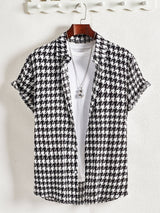 Short-Sleeve Houndstooth Shirt