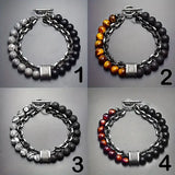 Steel Streaks Tiger Bead Bracelet