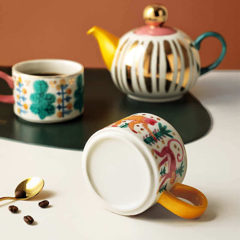 Hand-painted Exotic Tea Set