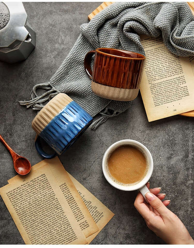 Large Retro Ceramic Coffee Cup