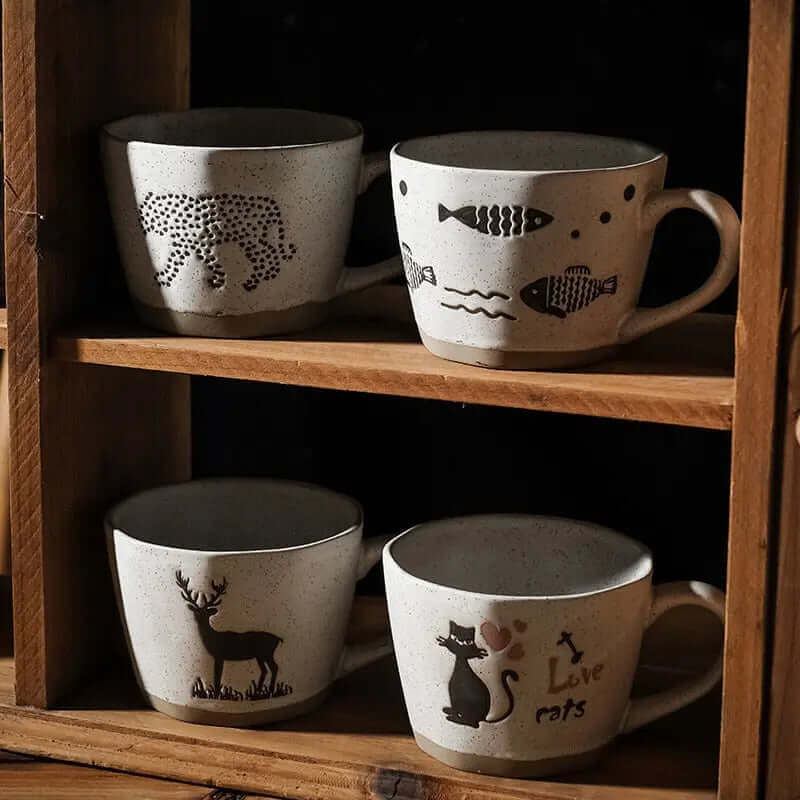 Hand-painted Retro Animal Mugs