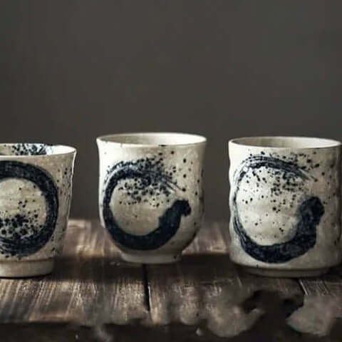 Set of 2 Korean Traditional Ceramic Tea Cups