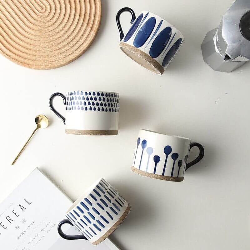 Hand-painted Retro Ceramic Mugs - come in 8 different patterns