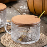 Incredibly Pretty Vintage Embossed Glass Coffee Cup with Lid