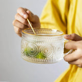 Incredibly Pretty Vintage Embossed Glass Coffee Cup with Lid