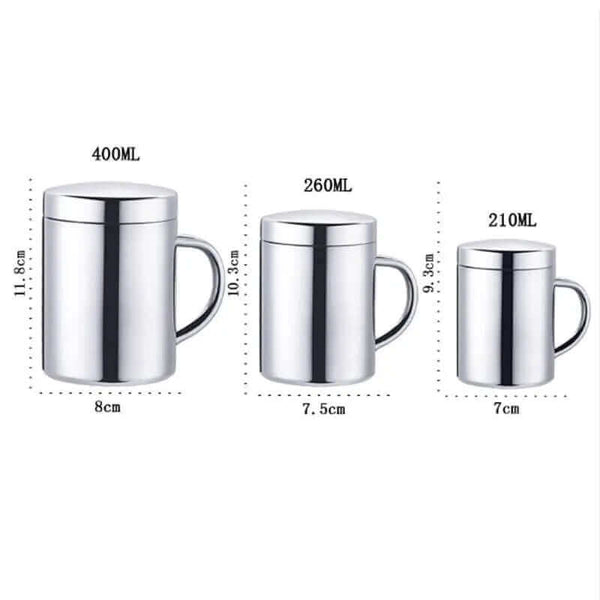 Set of 2 Steel Coffee Mugs with lid